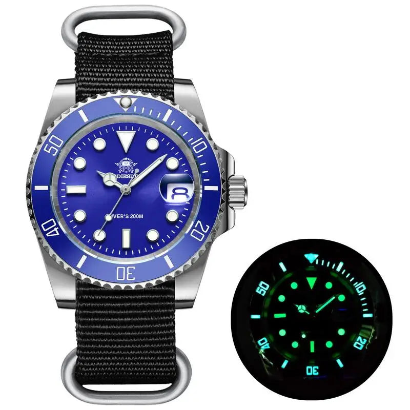 Fashion Watch Stainless Steel Diver Watch 200M C3 Super Luminous Sport Luxury Watch Reloj Hombre Quartz Men Watch