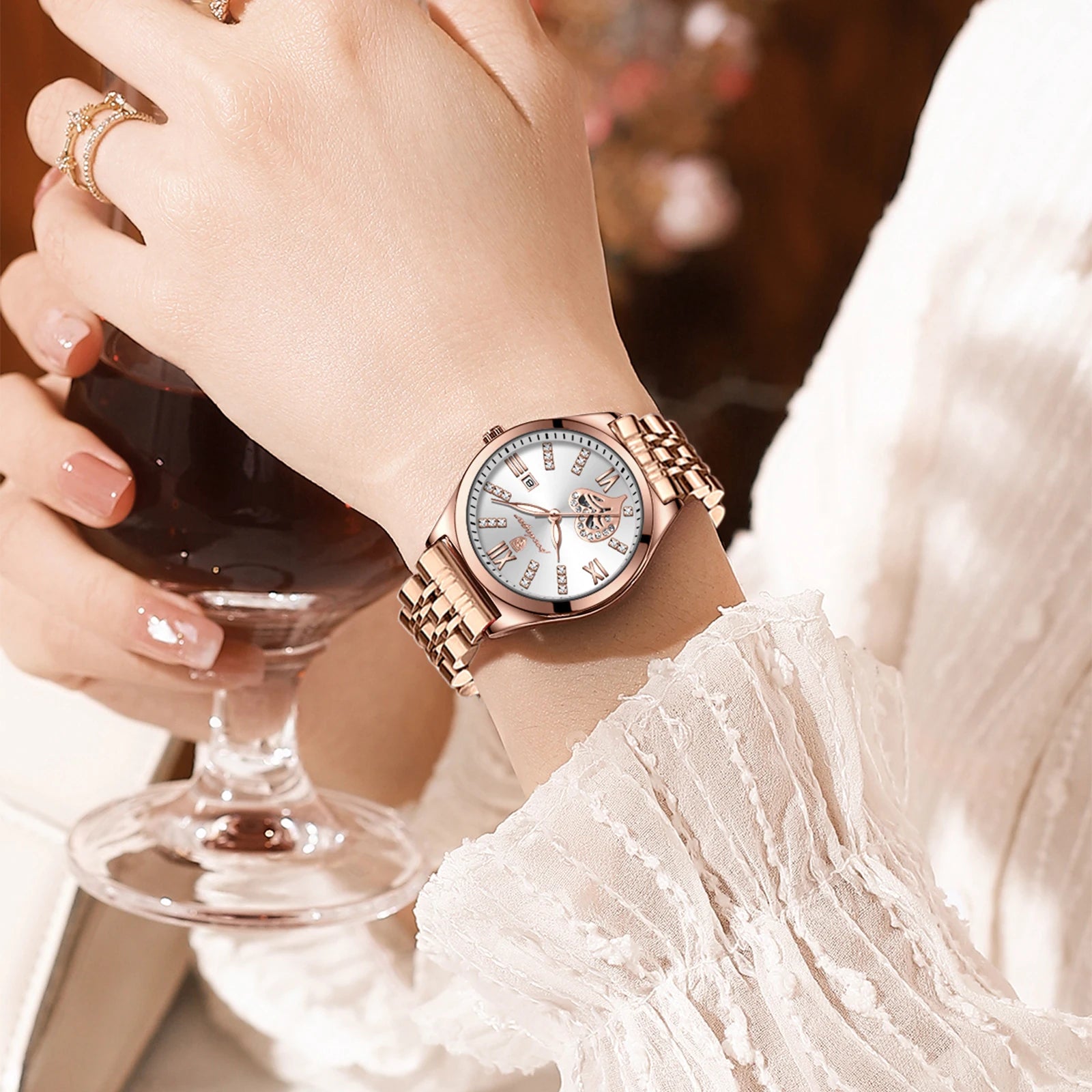 Top Luxury Woman Watches Waterproof Luminous Date Stainless Steel Women'S Quartz Wristwatch Elegant Dress Ladies Watch