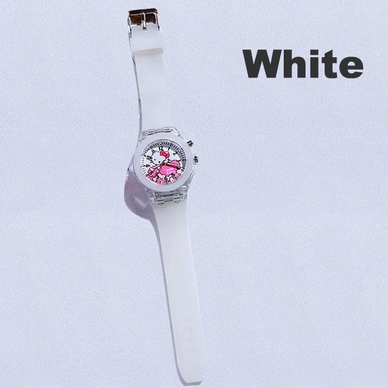 New Kids Watch Luminous Cartoon Watch Soft Silicone LED Children Watch for Students Girls Watch KT Cat Watch