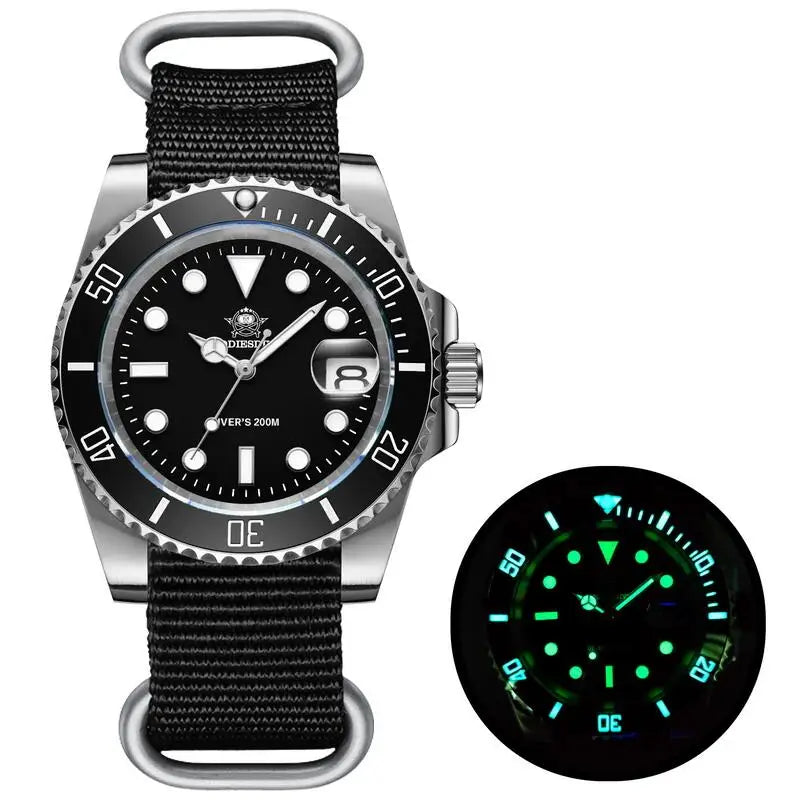 Fashion Watch Stainless Steel Diver Watch 200M C3 Super Luminous Sport Luxury Watch Reloj Hombre Quartz Men Watch