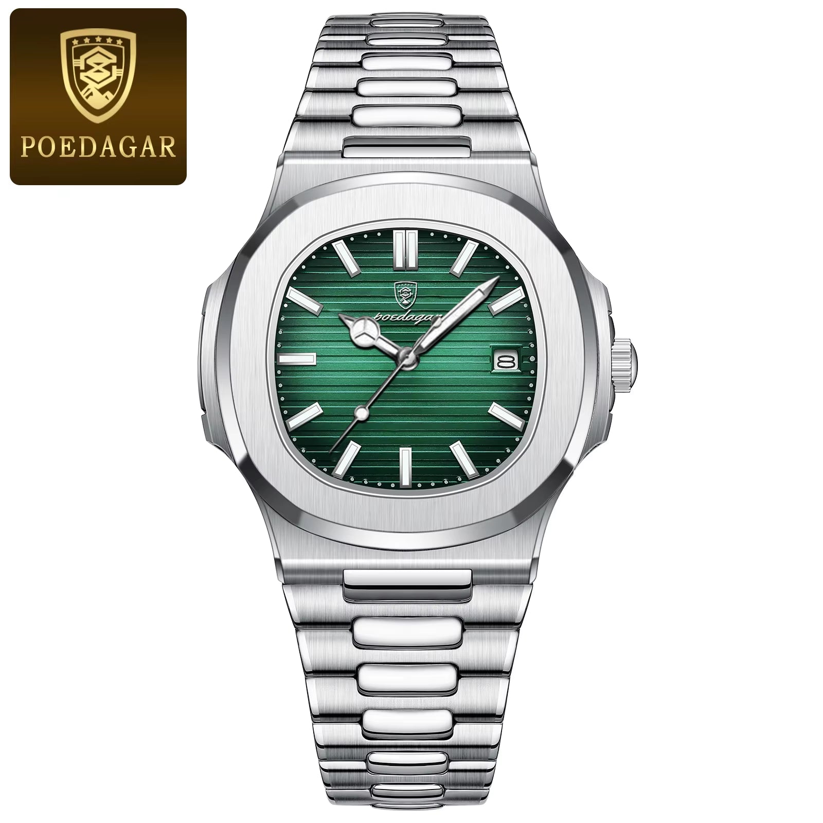 Man Wristwatch Business Luxury Square Men Quartz Watch Waterproof Luminous Date Stainless Steel Men'S Watches Clock+Box