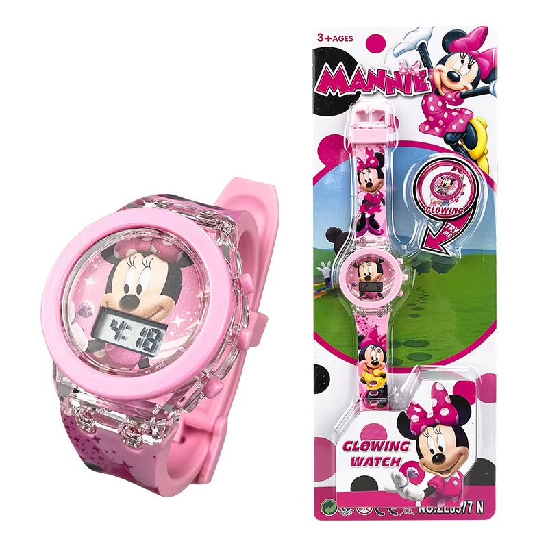 Flash Light Spiderman Kids Watches for Boys Cartoon Hello Kitty Mickey Children Watch Girls Student Clock Gifts Free Shipping