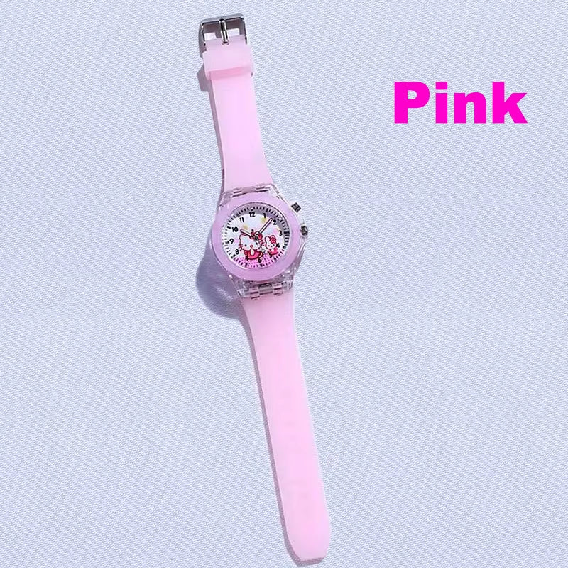 New Kids Watch Luminous Cartoon Watch Soft Silicone LED Children Watch for Students Girls Watch KT Cat Watch
