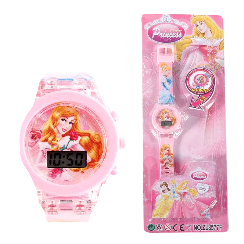 Flash Light Spiderman Kids Watches for Boys Cartoon Hello Kitty Mickey Children Watch Girls Student Clock Gifts Free Shipping