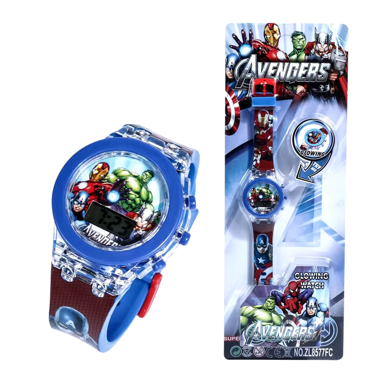 Flash Light Spiderman Kids Watches for Boys Cartoon Hello Kitty Mickey Children Watch Girls Student Clock Gifts Free Shipping