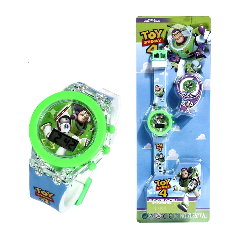 Flash Light Spiderman Kids Watches for Boys Cartoon Hello Kitty Mickey Children Watch Girls Student Clock Gifts Free Shipping