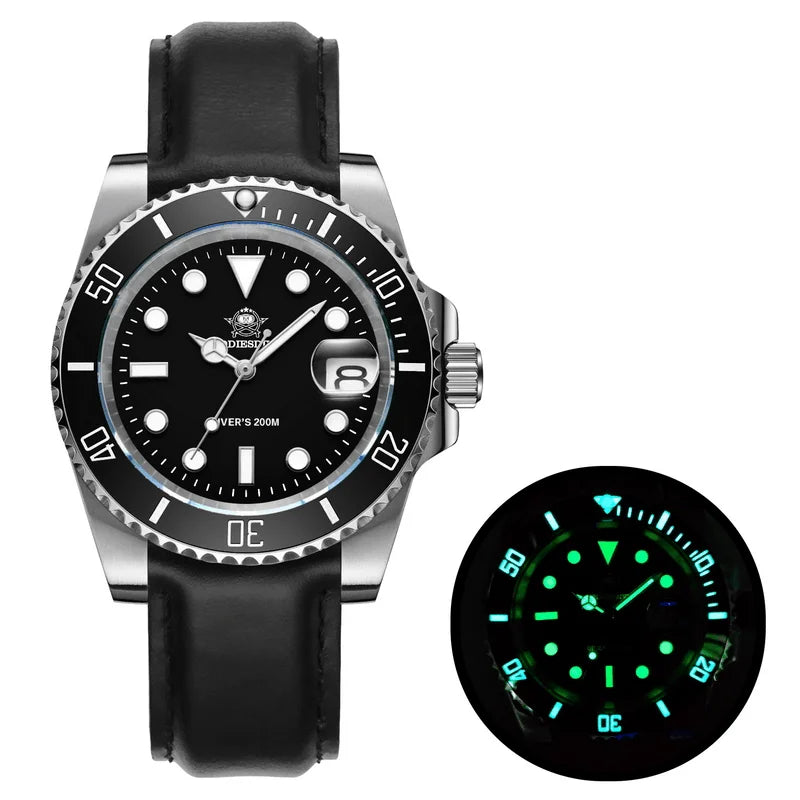 Fashion Watch Stainless Steel Diver Watch 200M C3 Super Luminous Sport Luxury Watch Reloj Hombre Quartz Men Watch